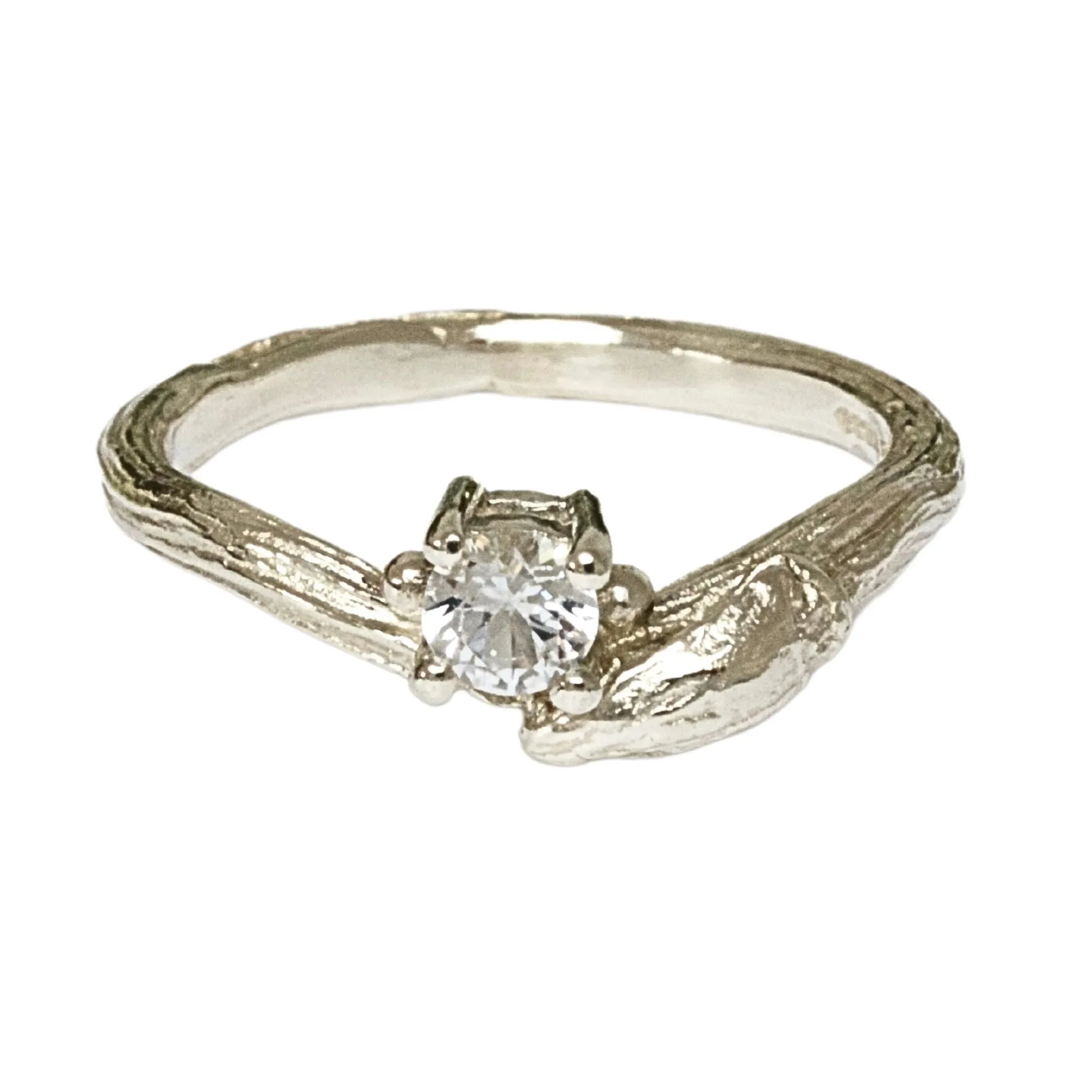 Silver Willow Twig Gemstone Ring