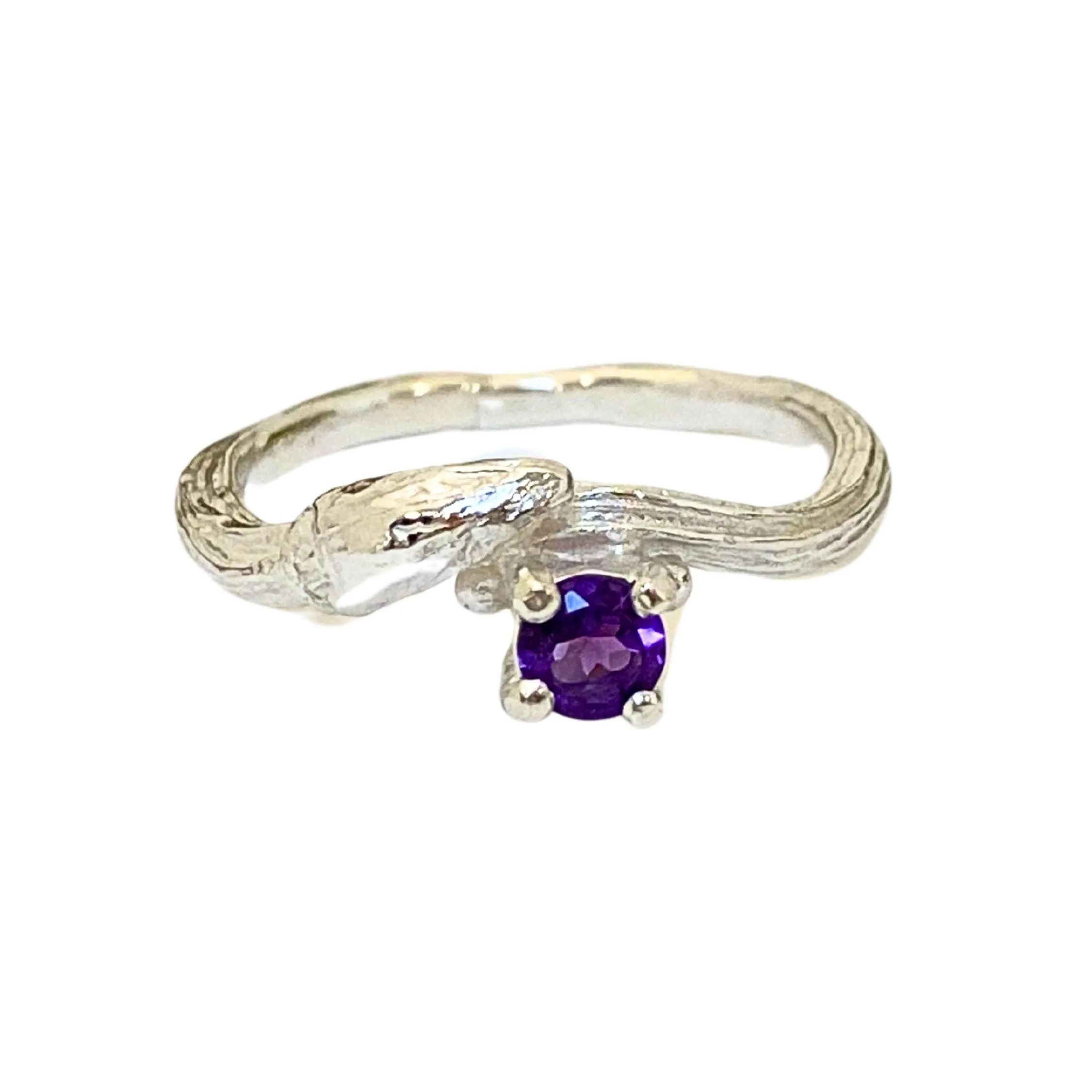 Silver Willow Twig Gemstone Ring