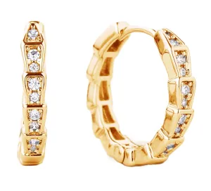 SJE310202 14K Gold Dipped Ridge Hoop Earrings