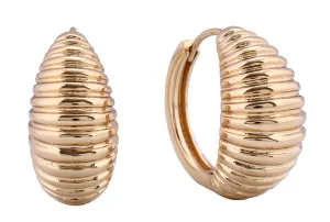 SJE311155 14K Thin Ribbed Hoop Earrings