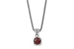 SS 7MM ROUND GARNET PENDANT ON