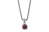 SS 7MM ROUND GARNET PENDANT ON