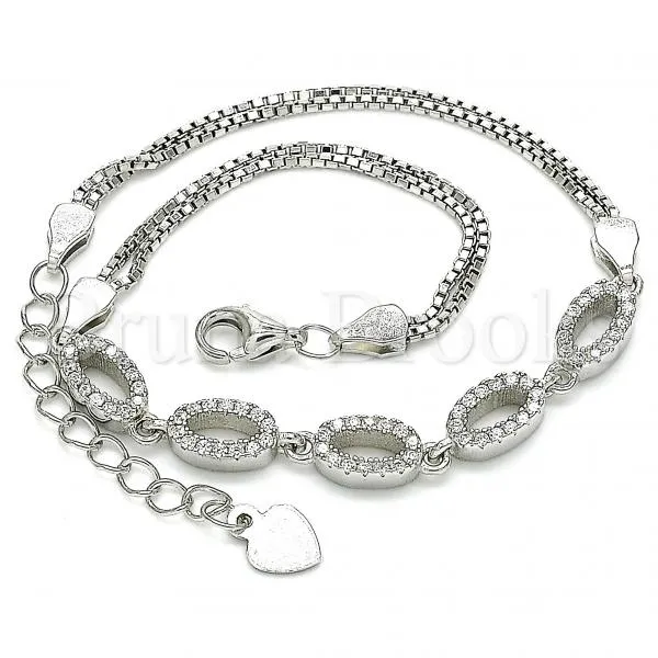 Sterling Silver 03.286.0024.07 Fancy Bracelet, with White Crystal, Polished Finish, Rhodium Tone