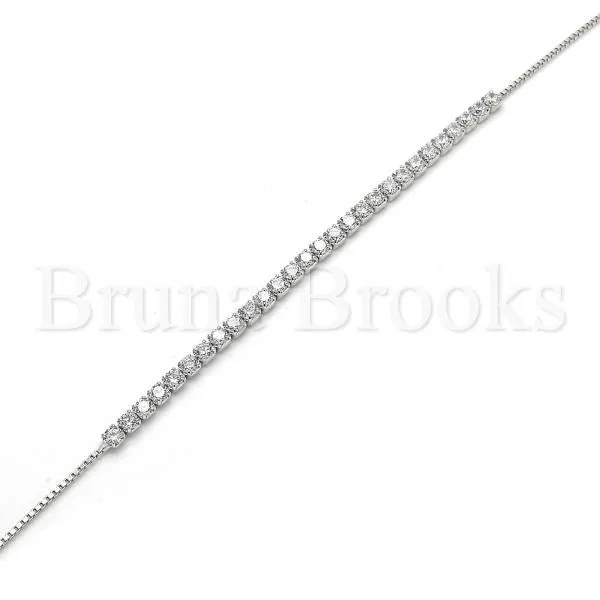 Sterling Silver 03.336.0007.07 Fancy Bracelet, with White Crystal, Polished Finish, Rhodium Tone