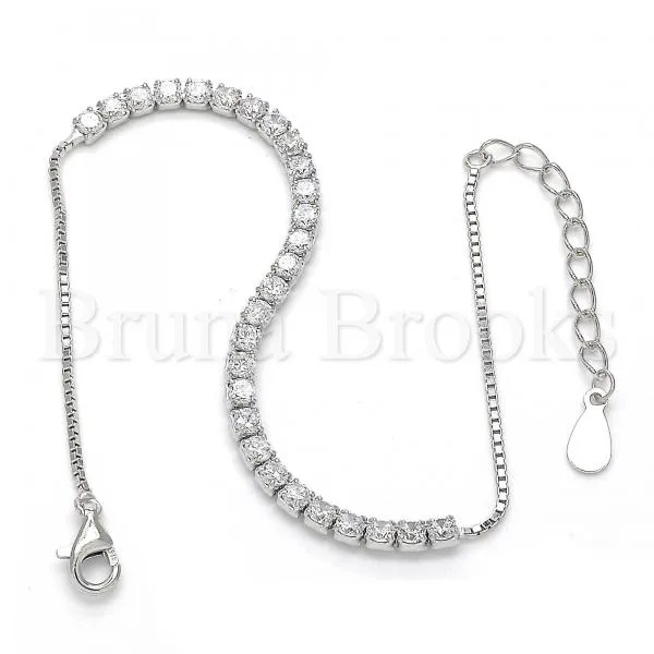 Sterling Silver 03.336.0007.07 Fancy Bracelet, with White Crystal, Polished Finish, Rhodium Tone