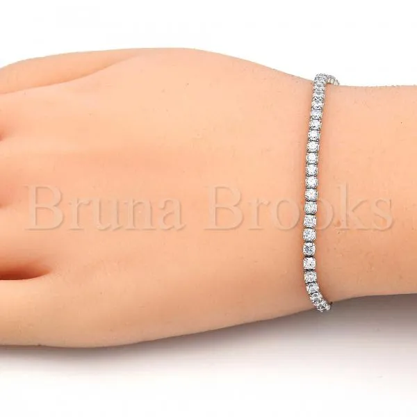 Sterling Silver 03.336.0007.07 Fancy Bracelet, with White Crystal, Polished Finish, Rhodium Tone