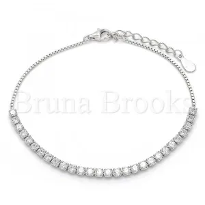 Sterling Silver 03.336.0007.07 Fancy Bracelet, with White Crystal, Polished Finish, Rhodium Tone