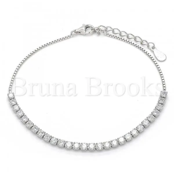 Sterling Silver 03.336.0007.07 Fancy Bracelet, with White Crystal, Polished Finish, Rhodium Tone