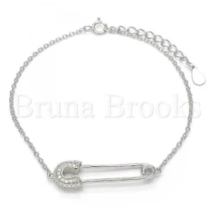 Sterling Silver 03.336.0015.07 Fancy Bracelet, with White Crystal, Polished Finish, Rhodium Tone