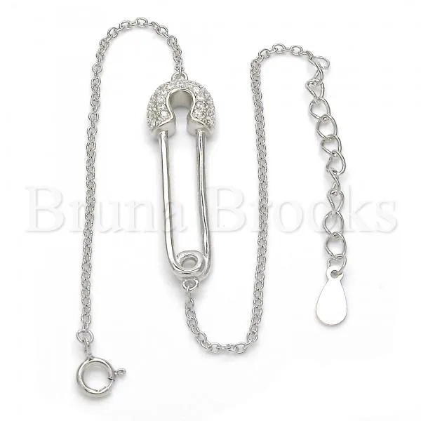 Sterling Silver 03.336.0015.07 Fancy Bracelet, with White Crystal, Polished Finish, Rhodium Tone
