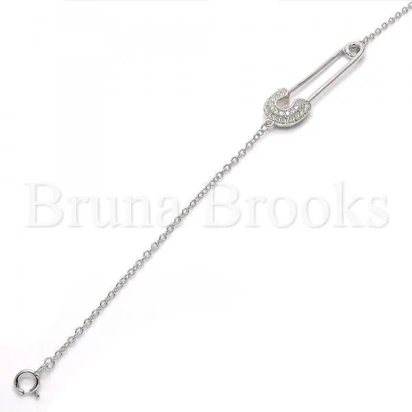 Sterling Silver 03.336.0015.07 Fancy Bracelet, with White Crystal, Polished Finish, Rhodium Tone