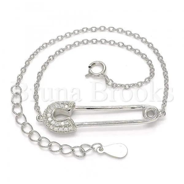 Sterling Silver 03.336.0015.07 Fancy Bracelet, with White Crystal, Polished Finish, Rhodium Tone