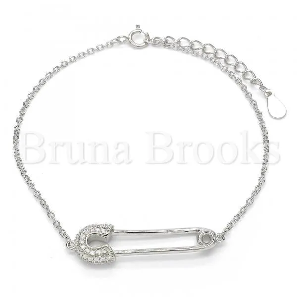 Sterling Silver 03.336.0015.07 Fancy Bracelet, with White Crystal, Polished Finish, Rhodium Tone