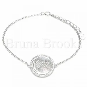 Sterling Silver 03.336.0089.07 Fancy Bracelet, with White Micro Pave, Polished Finish, Rhodium Tone