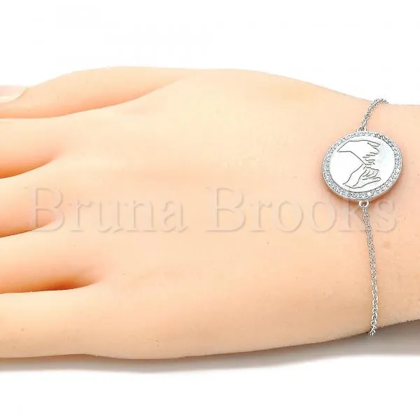 Sterling Silver 03.336.0089.07 Fancy Bracelet, with White Micro Pave, Polished Finish, Rhodium Tone