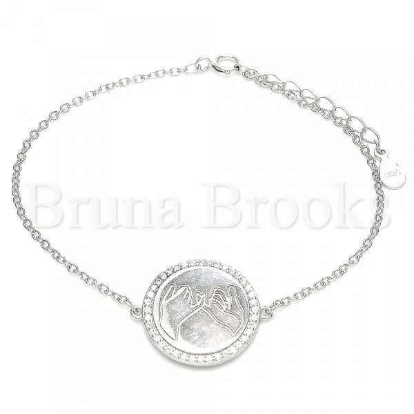 Sterling Silver 03.336.0089.07 Fancy Bracelet, with White Micro Pave, Polished Finish, Rhodium Tone