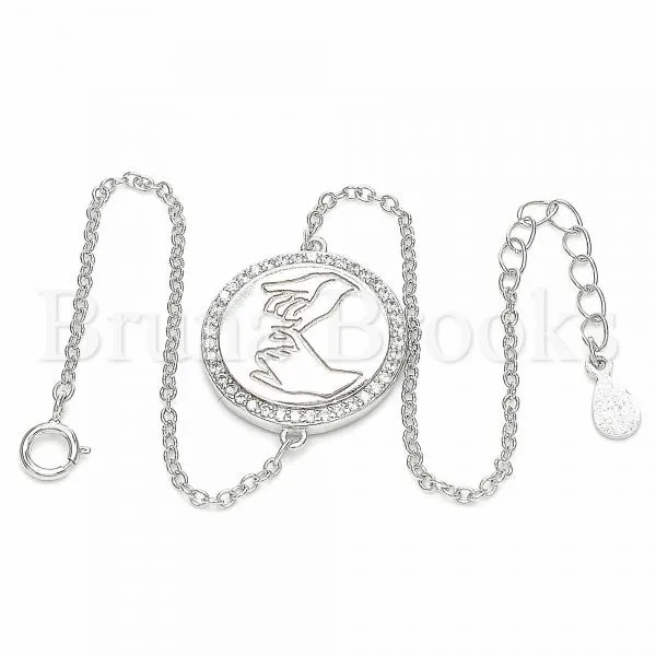 Sterling Silver 03.336.0089.07 Fancy Bracelet, with White Micro Pave, Polished Finish, Rhodium Tone