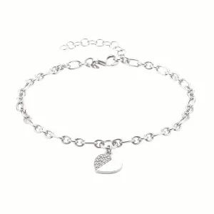 Sterling Silver 19.5 cm Cubic Zirconia Heart Drop Bracelet