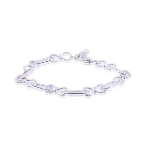 STERLING SILVER ALTERNATING OVAL AND FIGURE 8 LINK BRACELET, 7.5 INCHES