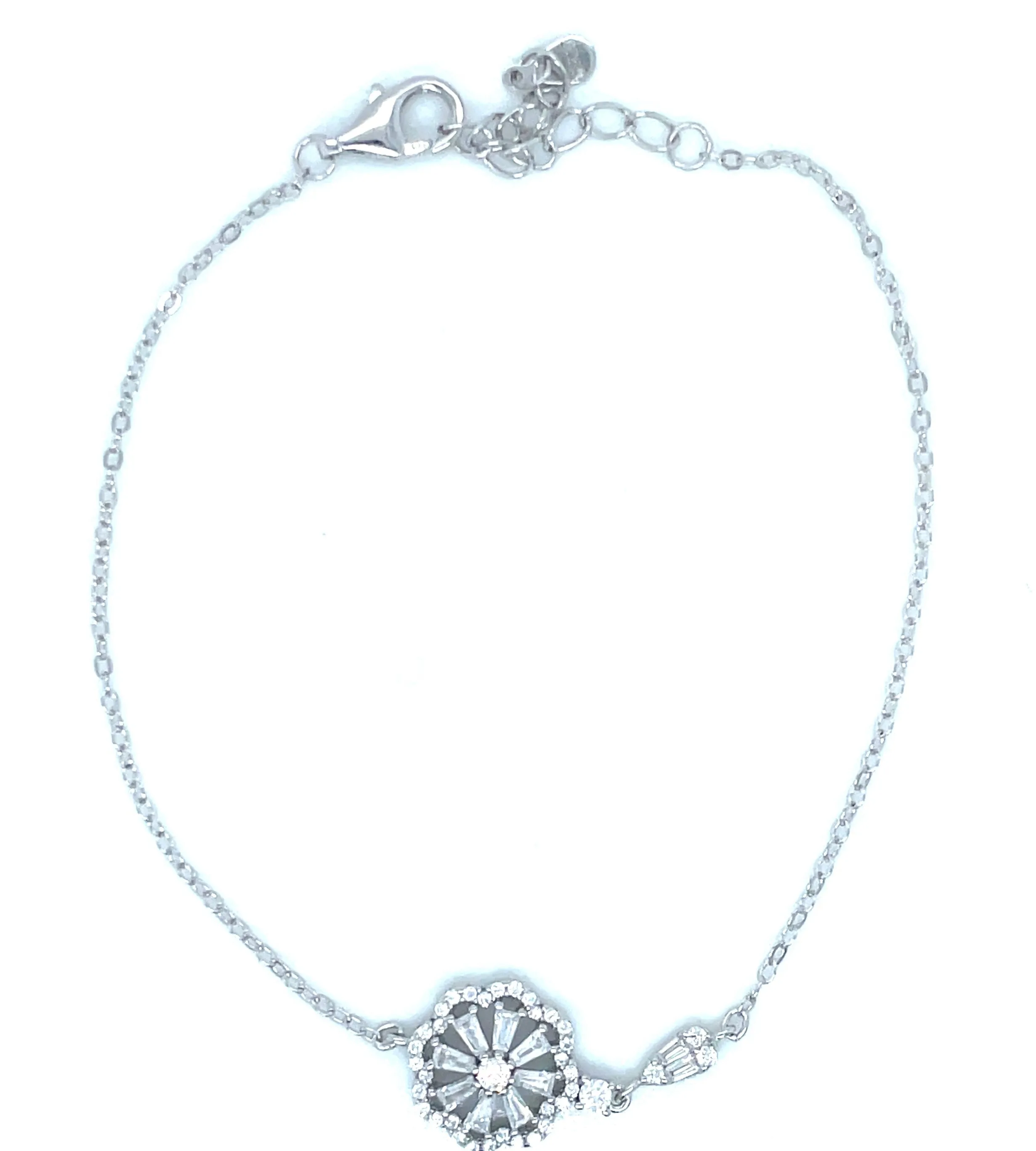 Sterling Silver Cz Flower Bracelet