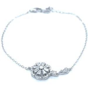 Sterling Silver Cz Flower Bracelet