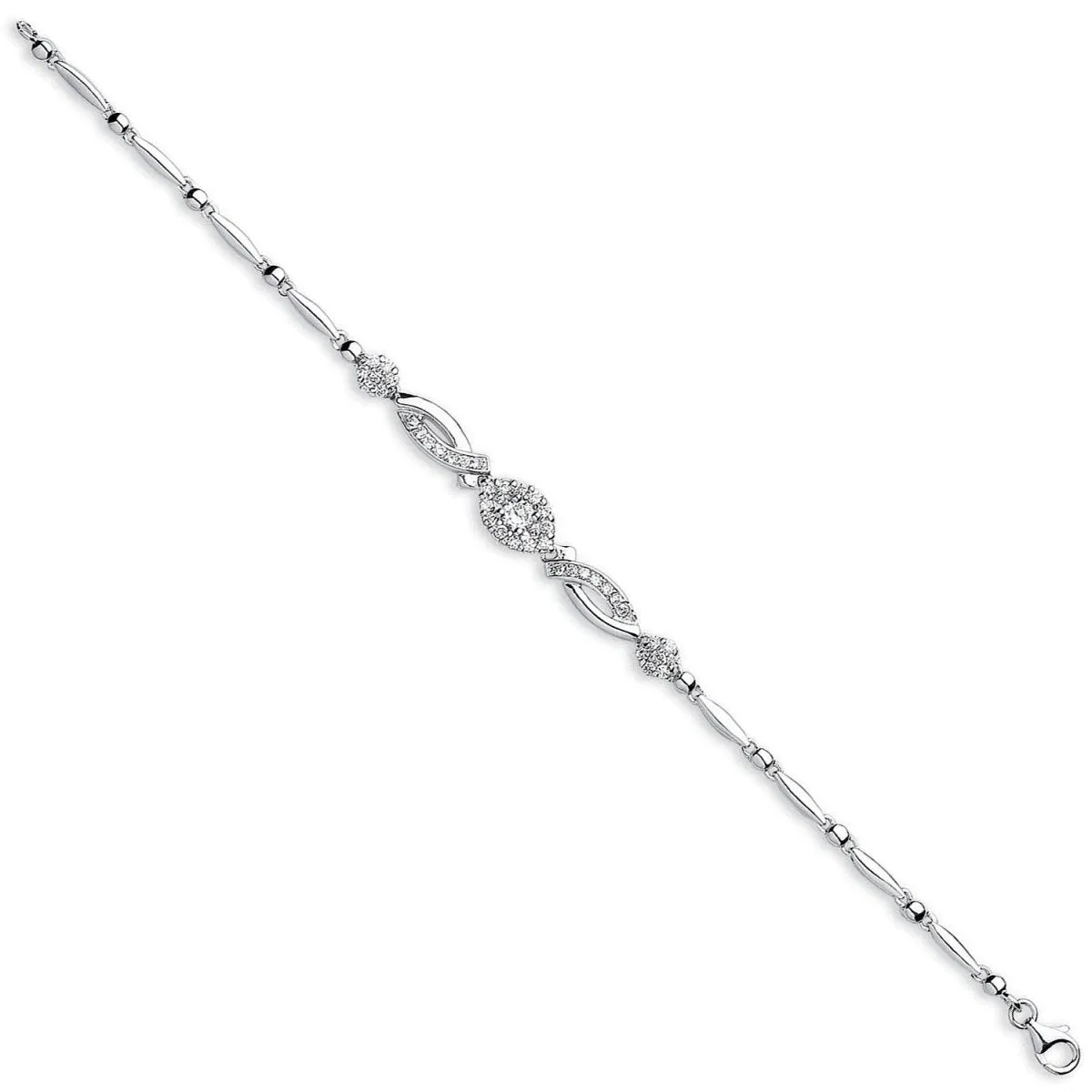 Sterling Silver Fancy CZ Bracelet