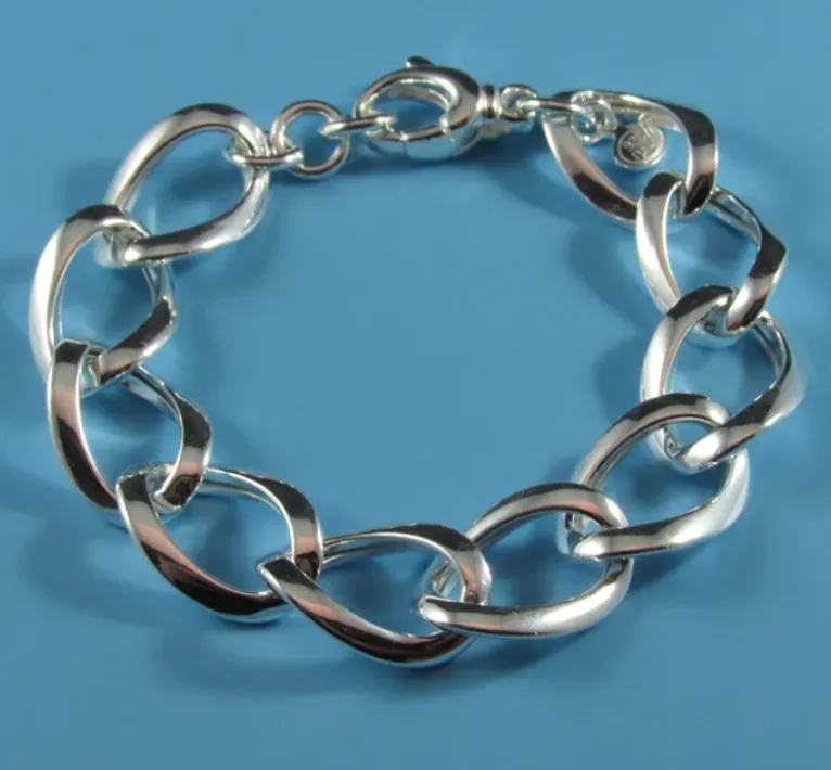 Sterling Silver Oval Link Bracelet (SI6641)
