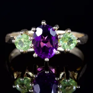 Suffragette Trilogy Ring Amethyst Peridot 9Ct Ring