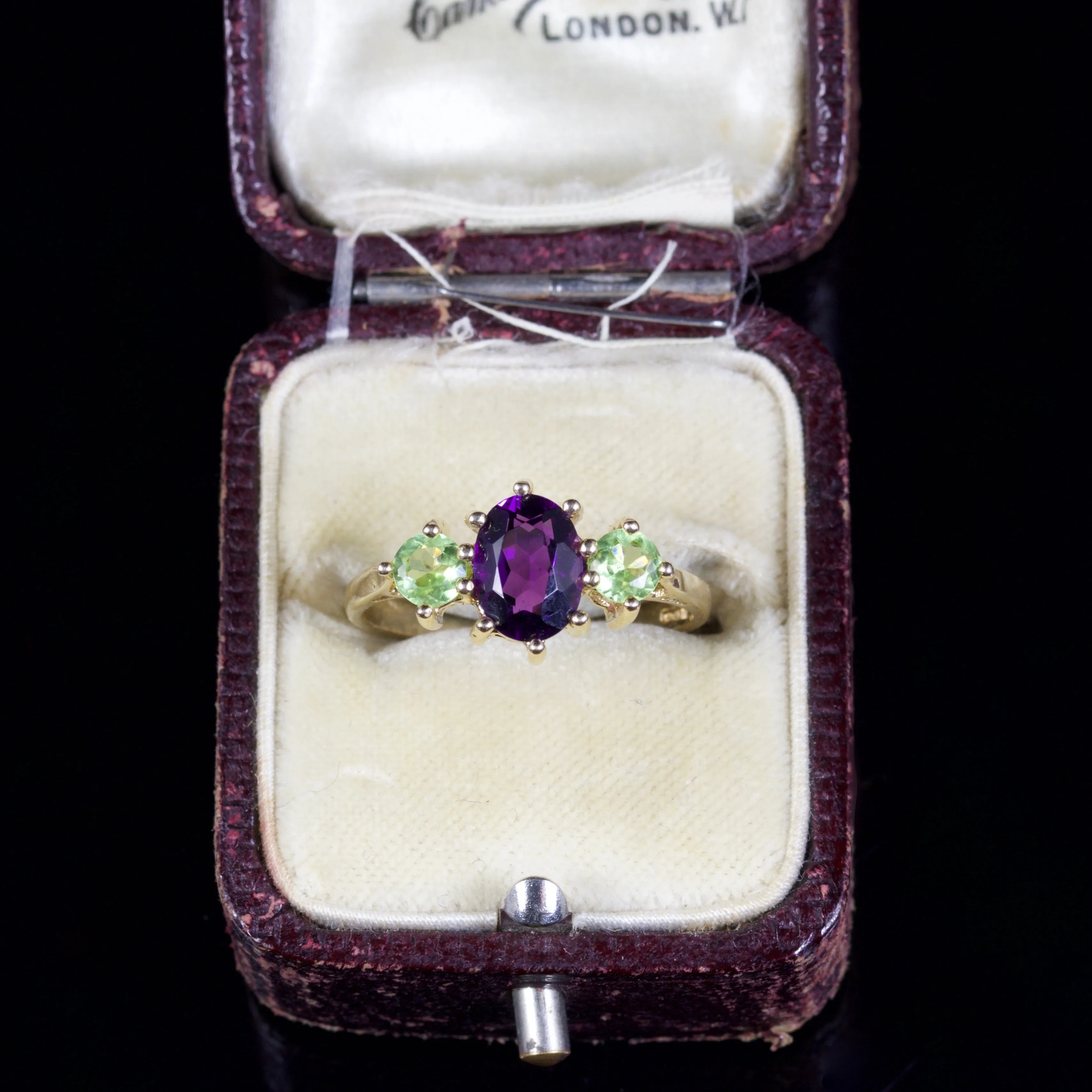 Suffragette Trilogy Ring Amethyst Peridot 9Ct Ring
