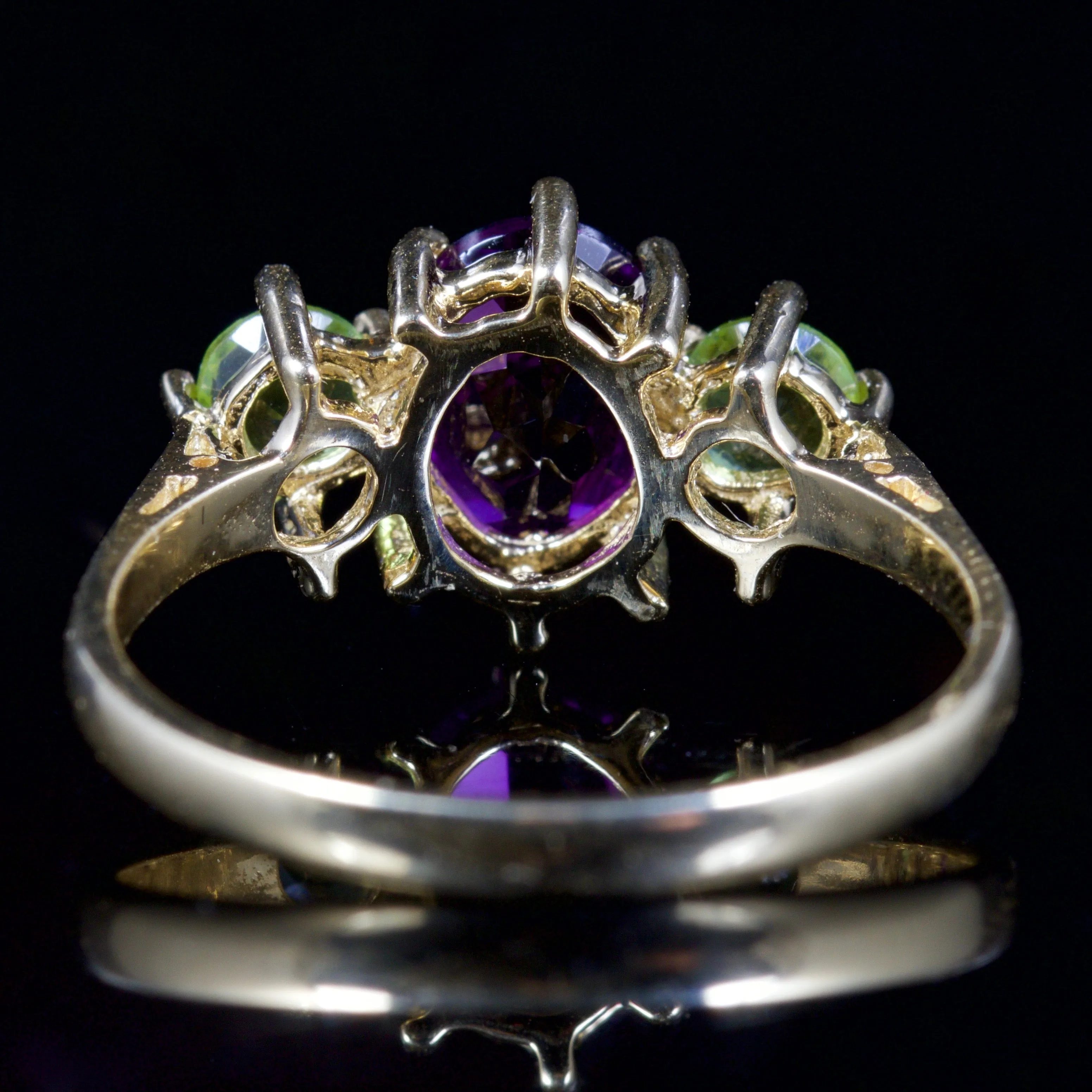 Suffragette Trilogy Ring Amethyst Peridot 9Ct Ring