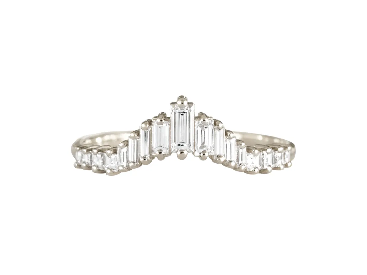 Tapered Baguette Tiara White Gold Ring