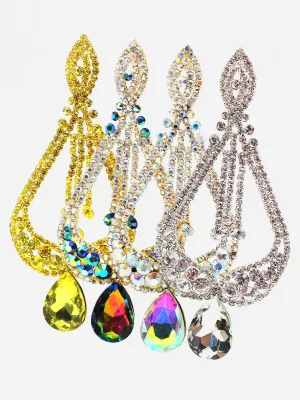 Tear Drop Tip Chandelier Evening Earrings
