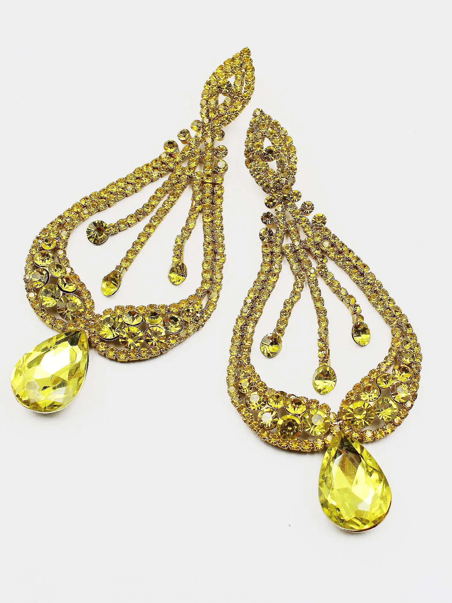 Tear Drop Tip Chandelier Evening Earrings