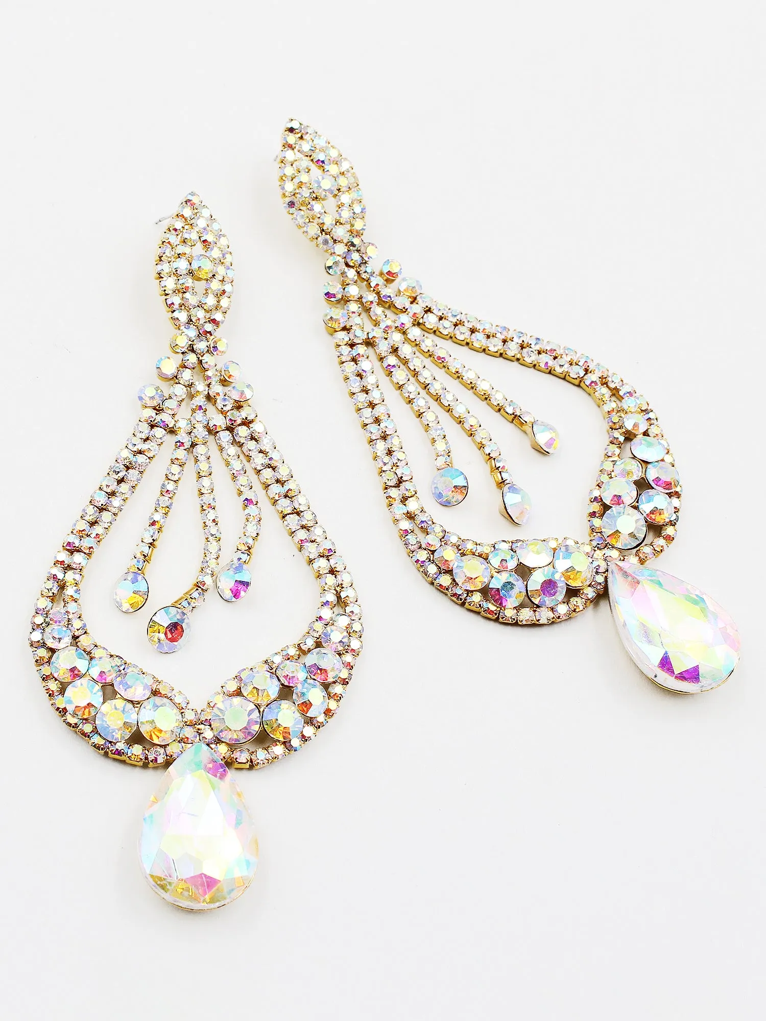 Tear Drop Tip Chandelier Evening Earrings