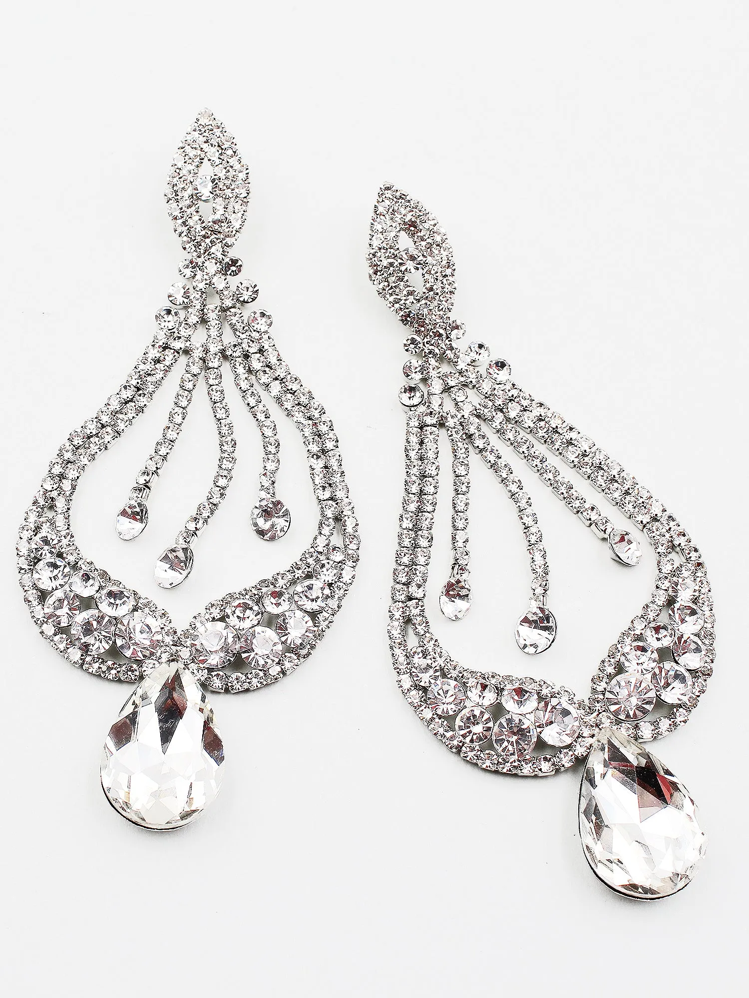 Tear Drop Tip Chandelier Evening Earrings
