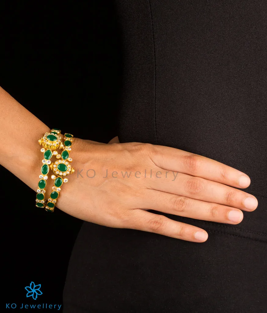 The Harini Silver Kemp Bracelet (Green/Size/2.2/2.4/2.6/2.8)
