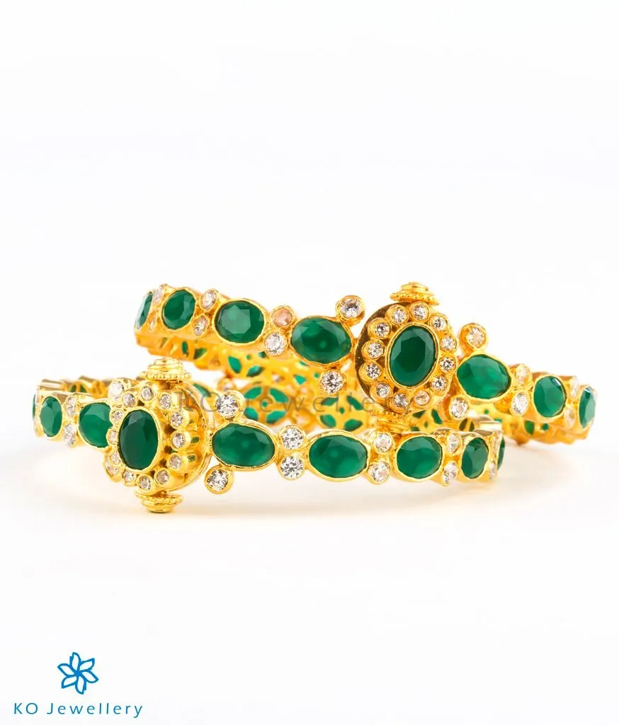 The Harini Silver Kemp Bracelet (Green/Size/2.2/2.4/2.6/2.8)