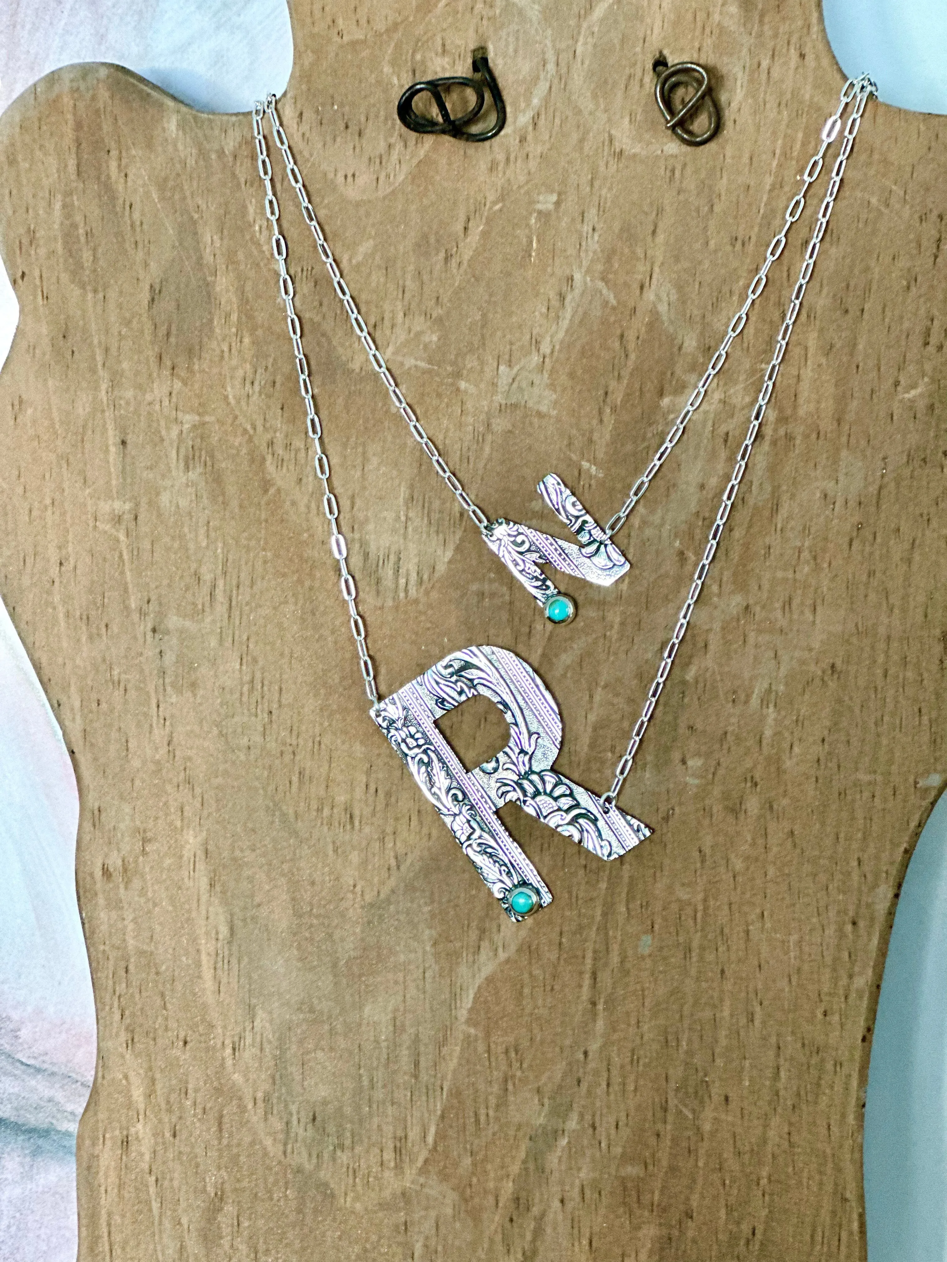 The Must Have Sterling Silver Dainty Chain Turquoise 2” Letter Necklace