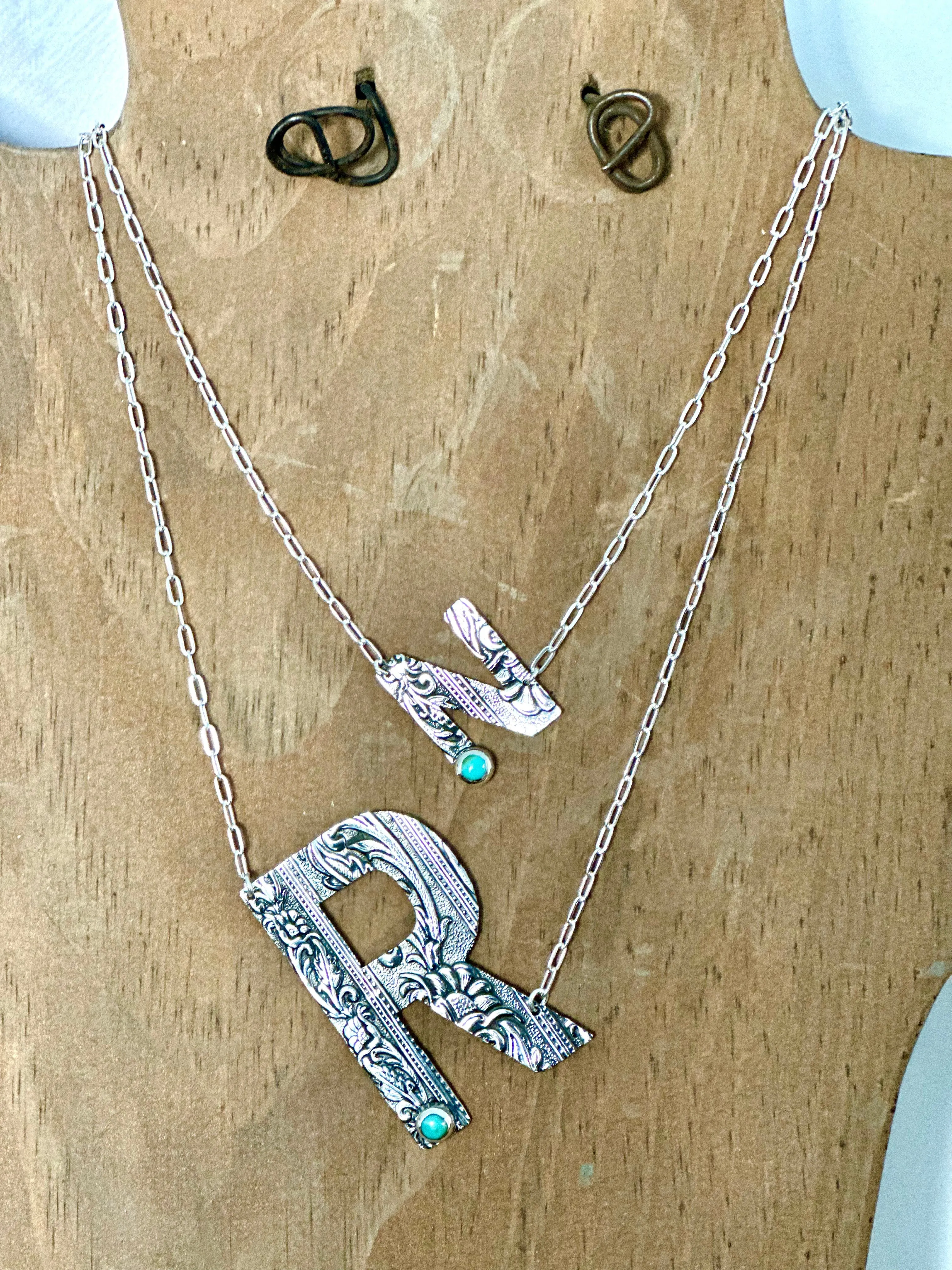 The Must Have Sterling Silver Dainty Chain Turquoise 2” Letter Necklace