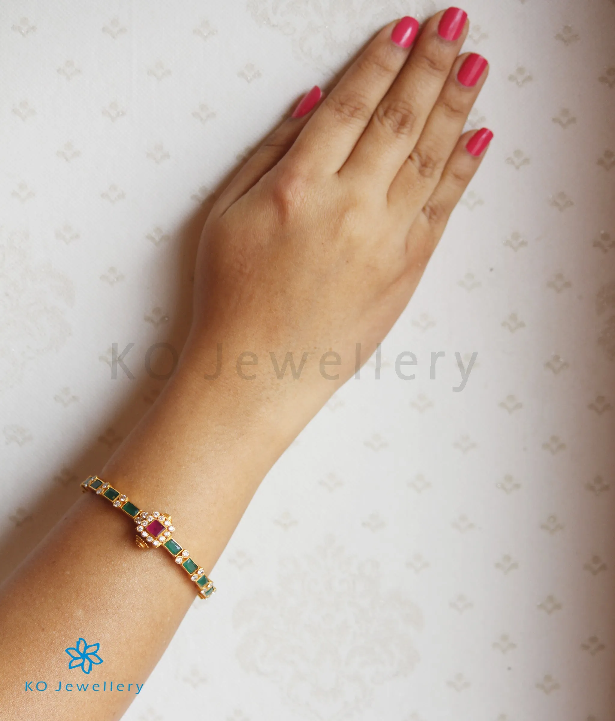 The Sattva Silver Kemp Bracelet (Green/Size/2.2/2.4/2.6/2.8)