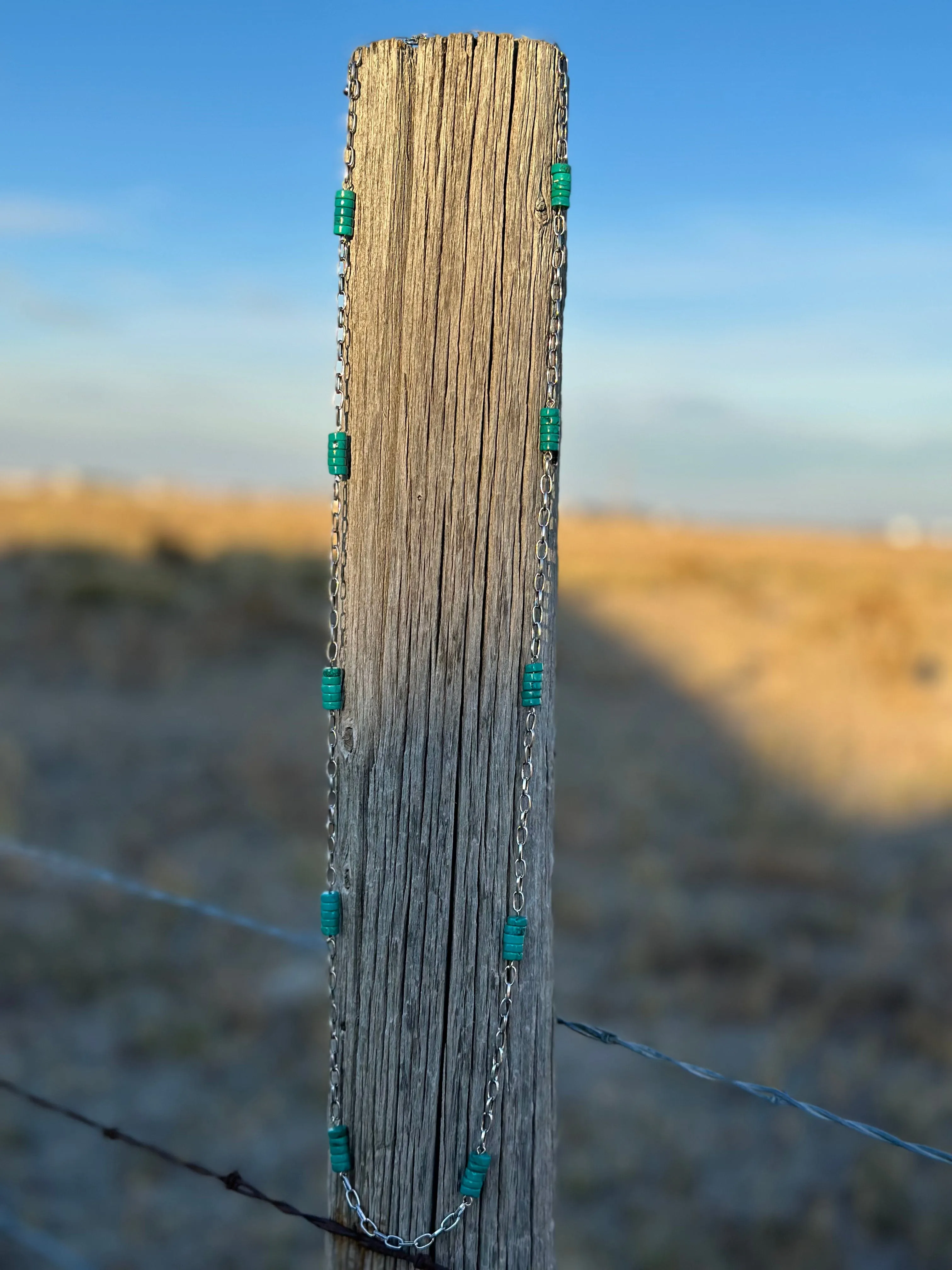 The Silver Linked Stacked Turquoise Necklace