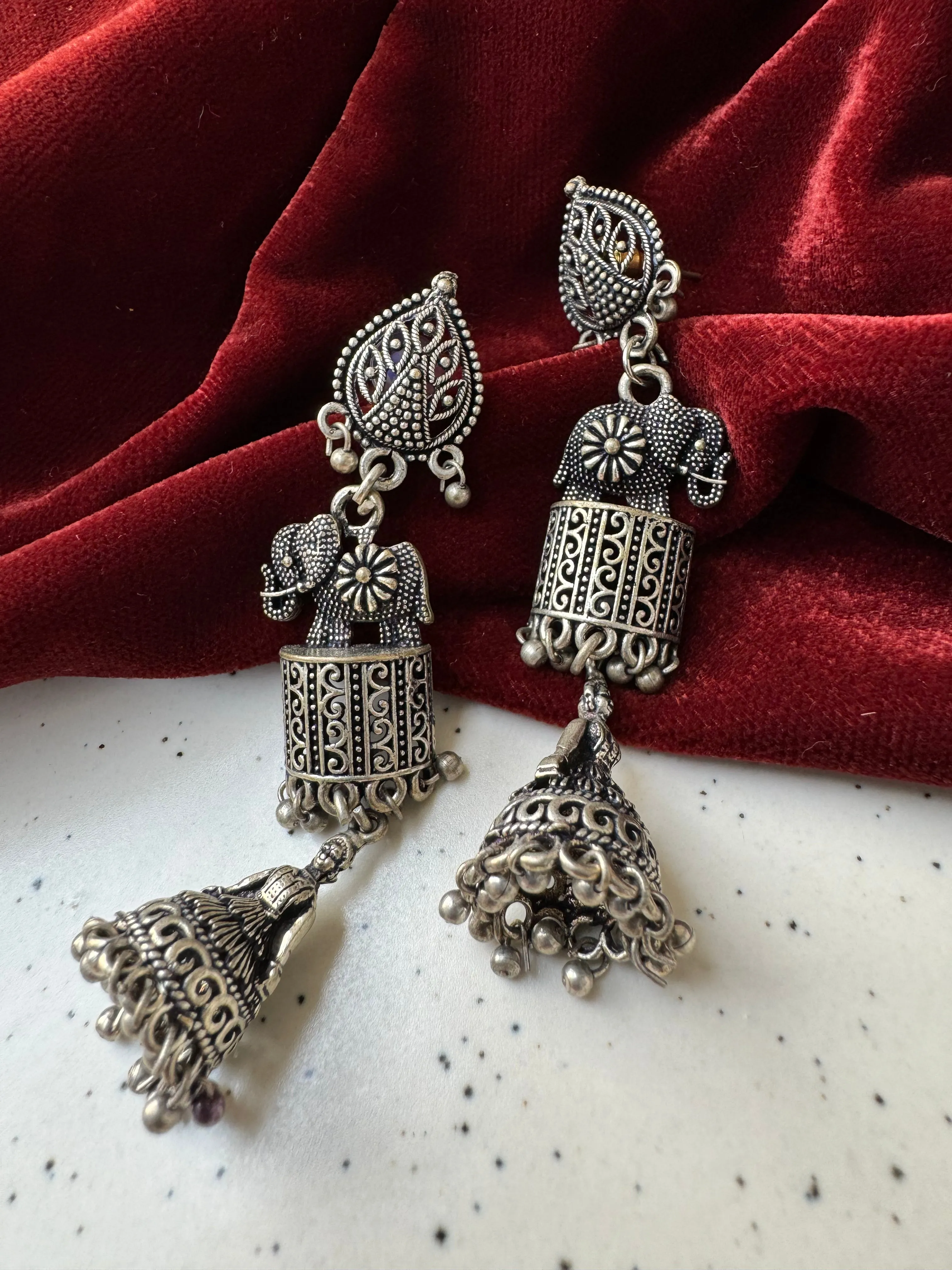 Thea Chandelier German Silver Earrings