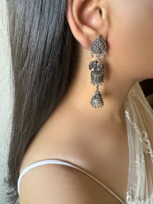 Thea Chandelier German Silver Earrings