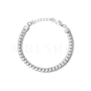 Thick Pressed Chain Bracelet Silver