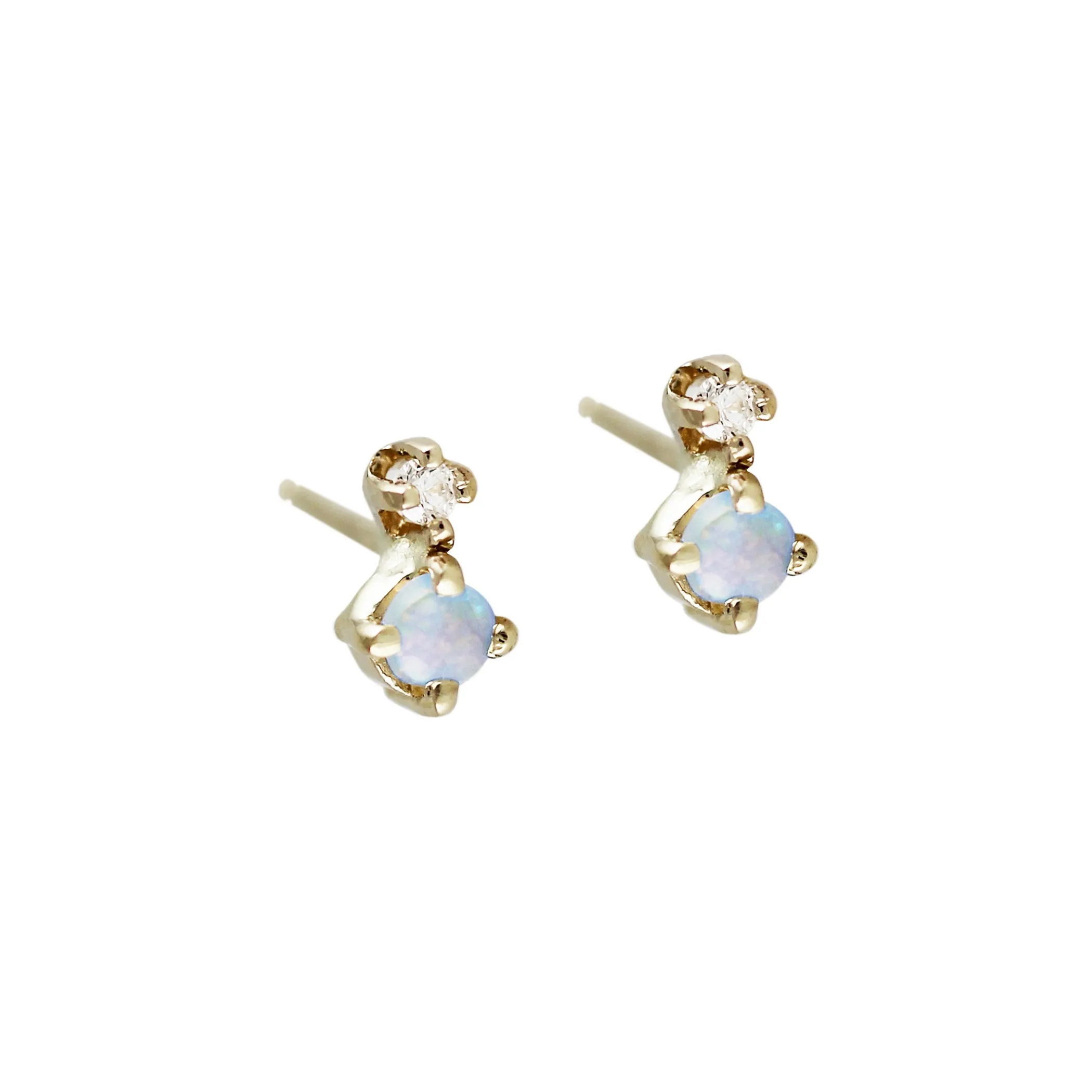 TINY OPAL AND DIAMOND STUD