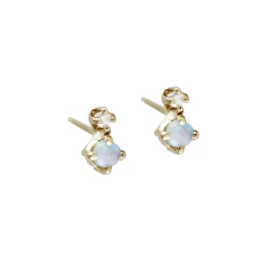 TINY OPAL AND DIAMOND STUD