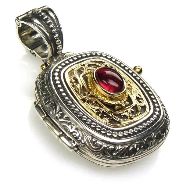 Tourmaline Gold Faced Barrel Locket