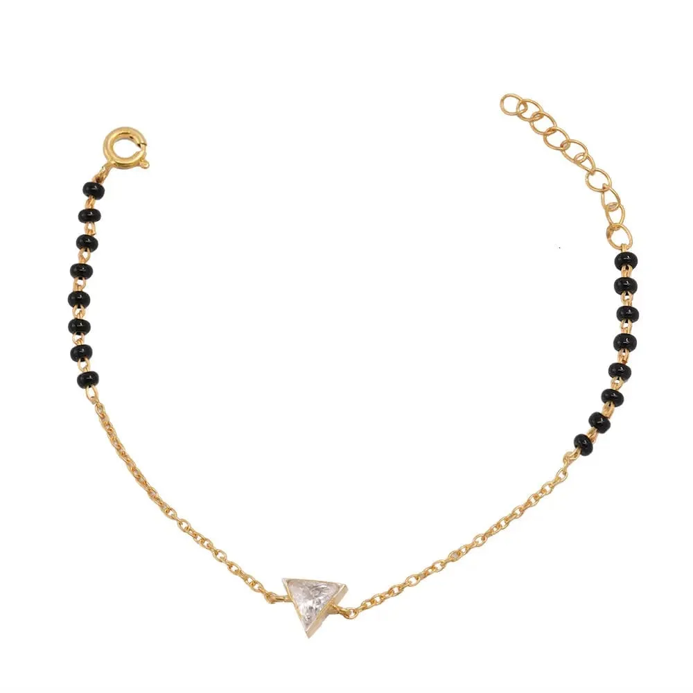 Triangular ZIrcon Mangalsutra Silver Bracelet