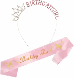 Unicorn Birthday Girl Sash and Headband/Tiara | Unicorn Birthday Party Supplies | Unicorn