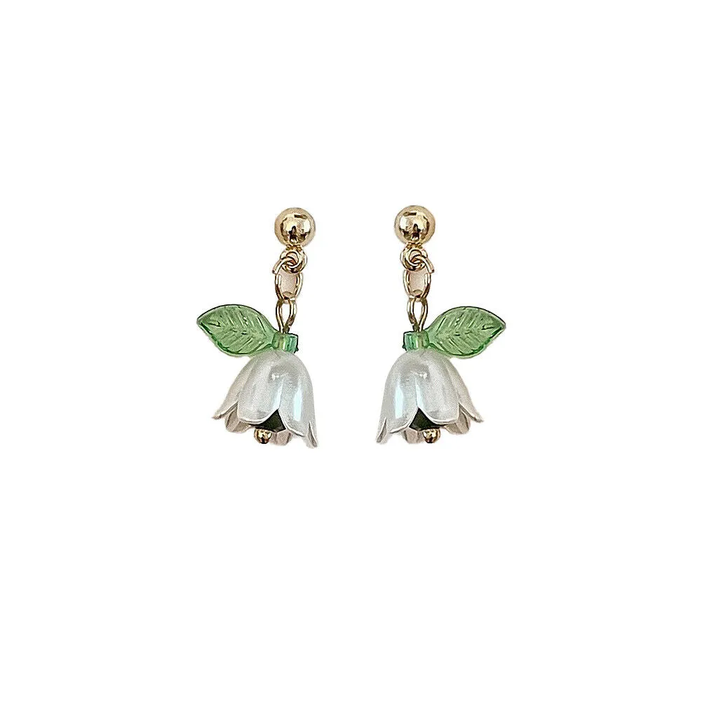 US Lily Of The Valley Chandelier Earrings Flower Floral Handmade Hook Earrings